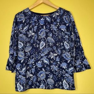 Talbots Blue Floral Sweater
